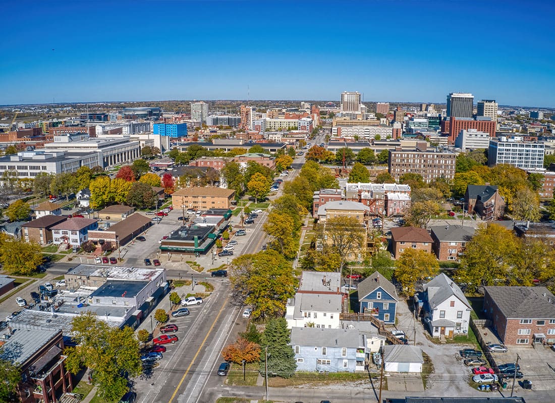 Nebraska City, NE - Aerial View of Lincoln, Nebraska in Autumn